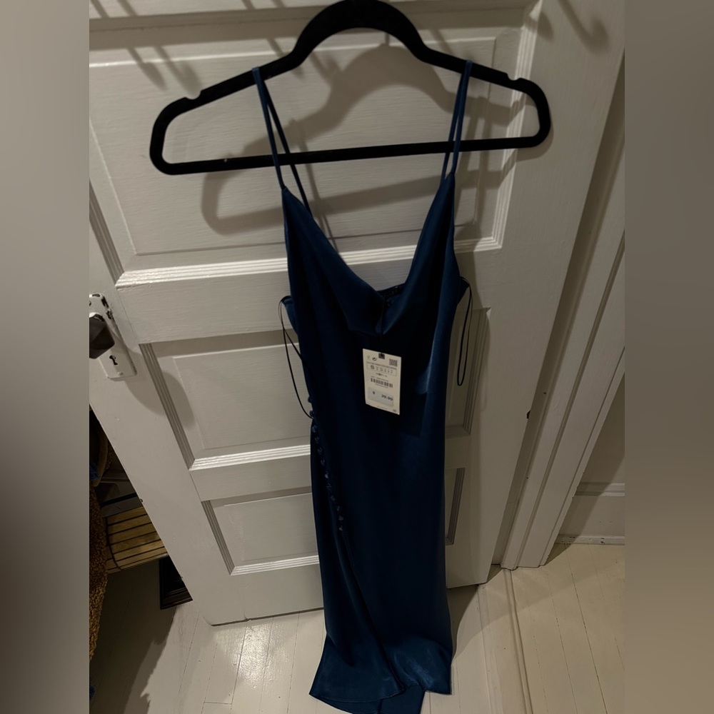 NWT Zara Navy Midi Dress Size S